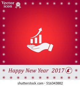 Infographic with hand, chart icon, vector illustration