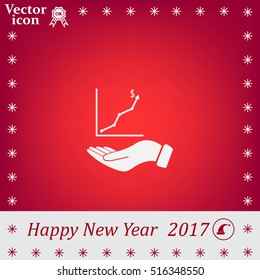Infographic with hand, chart icon, vector illustration