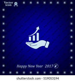 Infographic with hand, chart icon, vector illustration