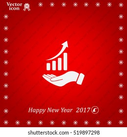 Infographic with hand, chart icon, vector illustration