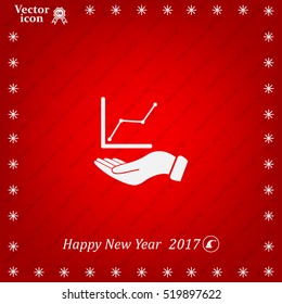 Infographic with hand, chart icon, vector illustration
