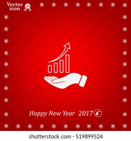 Infographic with hand, chart icon, vector illustration