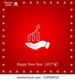 Infographic with hand, chart icon, vector illustration