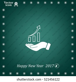 Infographic with hand, chart icon, vector illustration