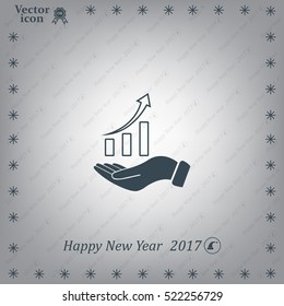 Infographic with hand, chart icon, vector illustration