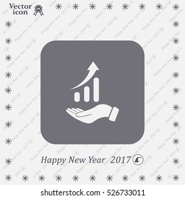 Infographic with hand, chart icon, vector illustration. Flat design style