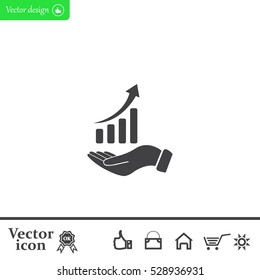 Infographic with hand, chart icon, vector illustration