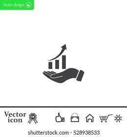 Infographic with hand, chart icon, vector illustration