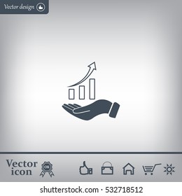 Infographic with hand, chart icon, vector illustration