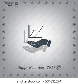Infographic with hand, chart icon, vector illustration