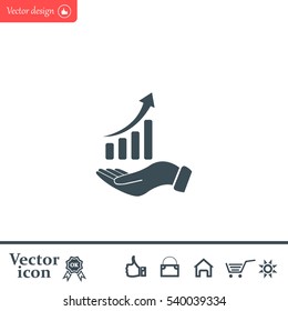 Infographic with hand, chart icon, vector illustration