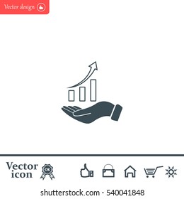 Infographic with hand, chart icon, vector illustration