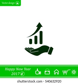 Infographic with hand, chart icon, vector illustration. Flat design style