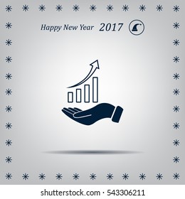 Infographic with hand, chart icon, vector illustration