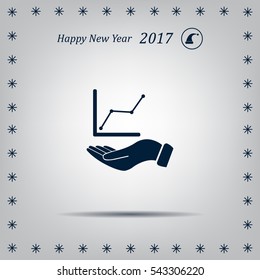 Infographic with hand, chart icon, vector illustration