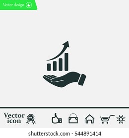 Infographic with hand, chart icon, vector illustration