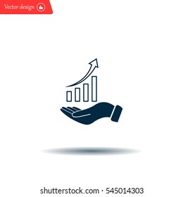 Infographic with hand, chart icon, vector illustration