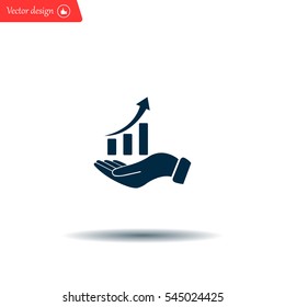 Infographic with hand, chart icon, vector illustration