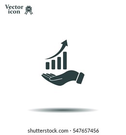 Infographic with hand, chart icon, vector illustration