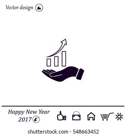 Infographic with hand, chart icon, vector illustration