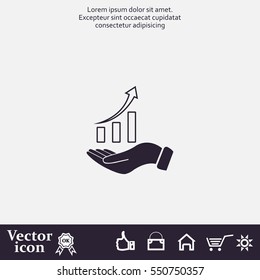 Infographic with hand, chart icon, vector illustration
