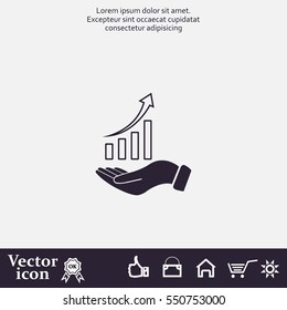 Infographic with hand, chart icon, vector illustration