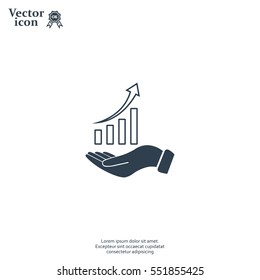 Infographic with hand, chart icon, vector illustration