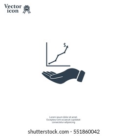 Infographic with hand, chart icon, vector illustration
