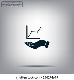 Infographic with hand, chart icon, vector illustration