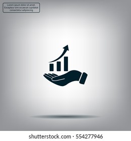 Infographic with hand, chart icon, vector illustration