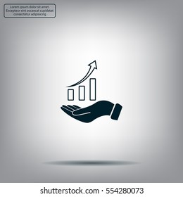 Infographic with hand, chart icon, vector illustration