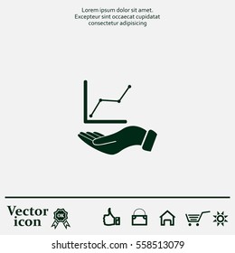 Infographic with hand, chart icon, vector illustration