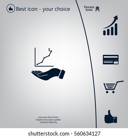 Infographic with hand, chart icon, vector illustration