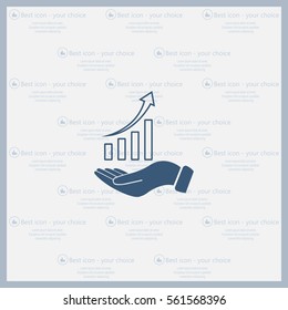Infographic with hand, chart icon, vector illustration