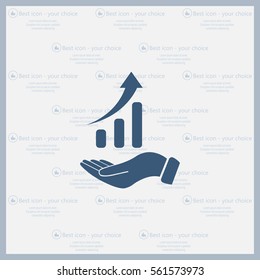 Infographic with hand, chart icon, vector illustration. Flat design style
