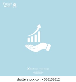 Infographic with hand, chart icon, vector illustration