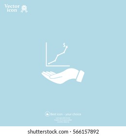 Infographic with hand, chart icon, vector illustration