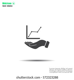 Infographic with hand, chart icon, vector illustration