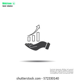 Infographic with hand, chart icon, vector illustration