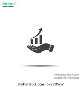 Infographic with hand, chart icon, vector illustration