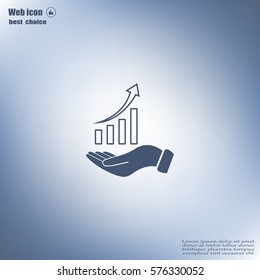 Infographic with hand, chart icon, vector illustration