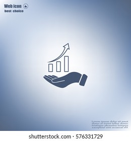 Infographic with hand, chart icon, vector illustration