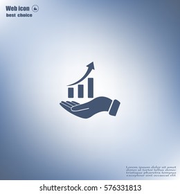 Infographic with hand, chart icon, vector illustration