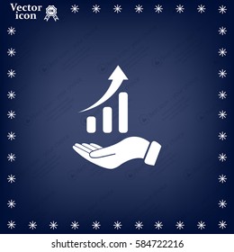 Infographic with hand, chart icon, vector illustration. Flat design style