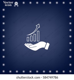 Infographic with hand, chart icon, vector illustration. Flat design style