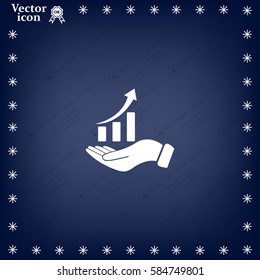 Infographic with hand, chart icon, vector illustration. Flat design style