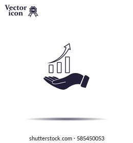Infographic with hand, chart icon, vector illustration