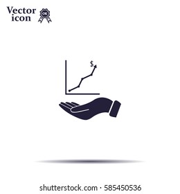 Infographic with hand, chart icon, vector illustration