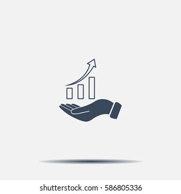 Infographic with hand, chart icon, vector illustration