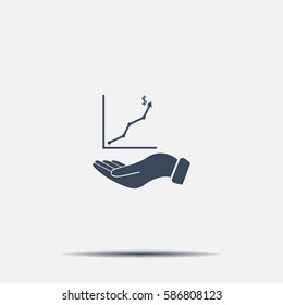 Infographic with hand, chart icon, vector illustration